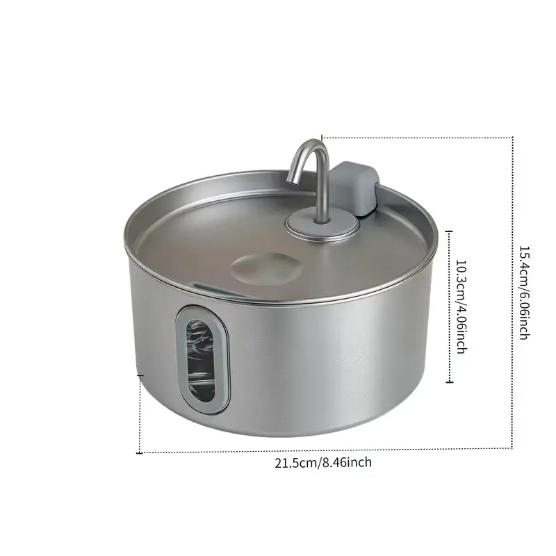 3.2L Stainless Steel Pet Water Fountain for Cats & Small Dogs, Ultra-Quiet Automatic Fountain with Pump, LED Level Window, Flowing Water to Encourages Drink