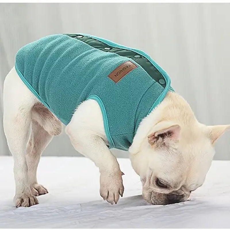 Soft Fleece Fabric Dog Vest - Small Breeds Cold Weather Clothing, Button-Closure Warm Pet Coat for Teddy, Chihuahua