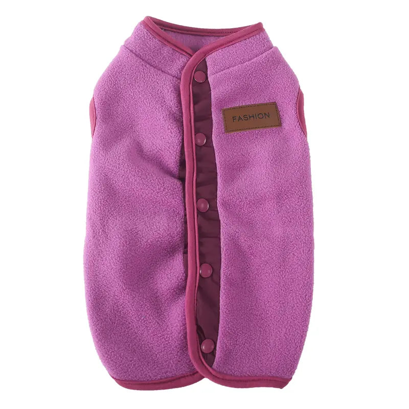 Soft Fleece Fabric Dog Vest - Small Breeds Cold Weather Clothing, Button-Closure Warm Pet Coat for Teddy, Chihuahua