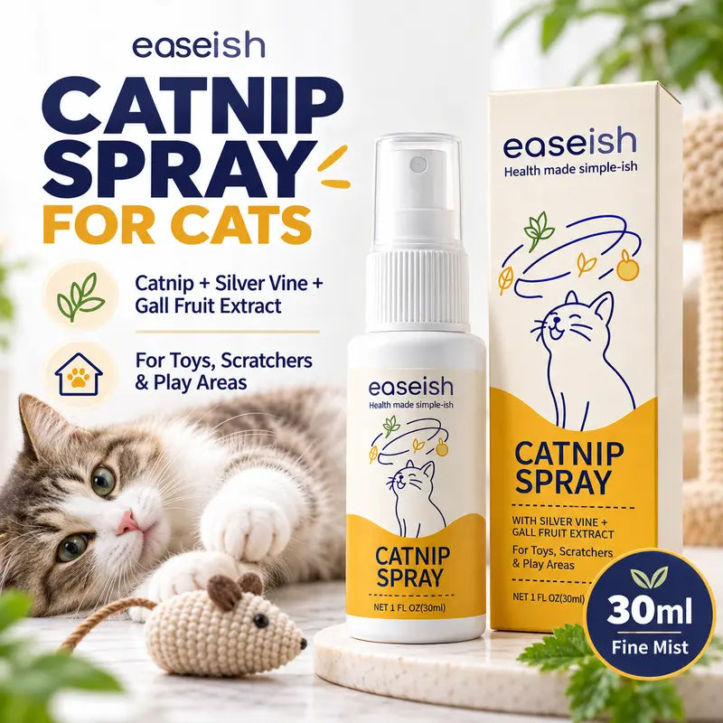 Easeish 30Ml Catnip Spray Bottle with Silver Vine & Gall Fruit Extracts, Cat Attractant for Toys, Scratchers