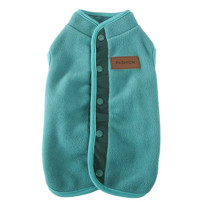 Soft Fleece Fabric Dog Vest - Small Breeds Cold Weather Clothing, Button-Closure Warm Pet Coat for Teddy, Chihuahua