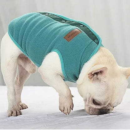 Soft Fleece Fabric Dog Vest - Small Breeds Cold Weather Clothing, Button-Closure Warm Pet Coat for Teddy, Chihuahua
