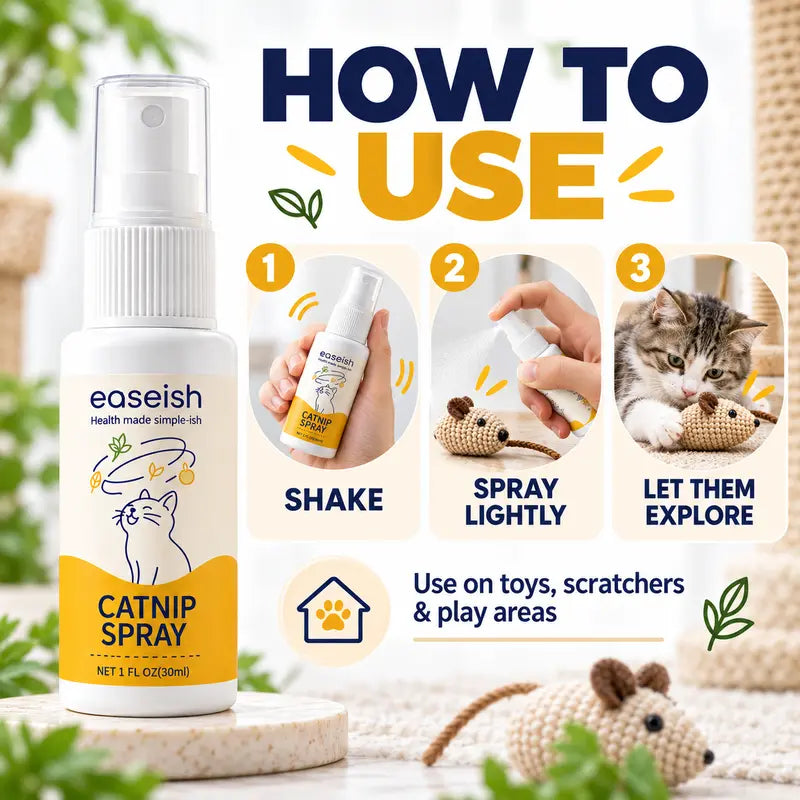 Easeish 30Ml Catnip Spray Bottle with Silver Vine & Gall Fruit Extracts, Cat Attractant for Toys, Scratchers