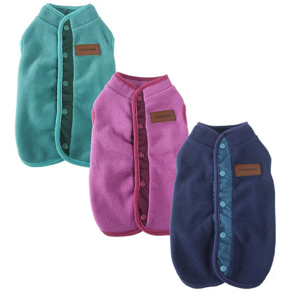 Soft Fleece Fabric Dog Vest - Small Breeds Cold Weather Clothing, Button-Closure Warm Pet Coat for Teddy, Chihuahua