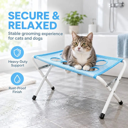 Grooming Hammock for Pets, Foldable Mesh Stand, Easy Nail Trimming & Bathing, Ideal for Dogs & Cats, Convenient One-Person Job